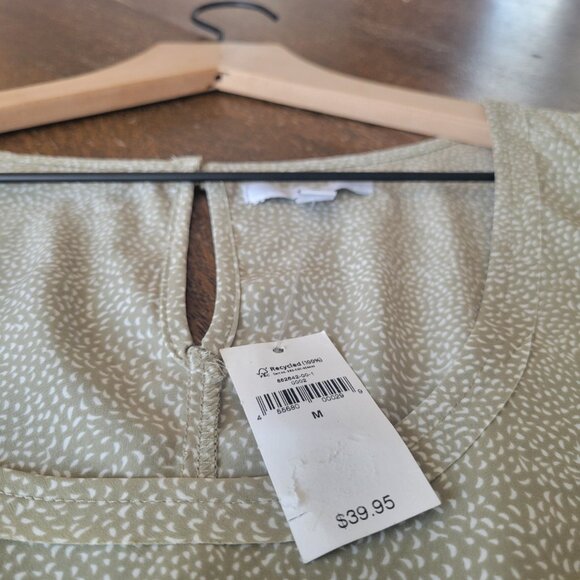 GAP Sleeveless Shell Top – Sage Green with White Micro-Dot Print (Medium) - Picture 5 of 5